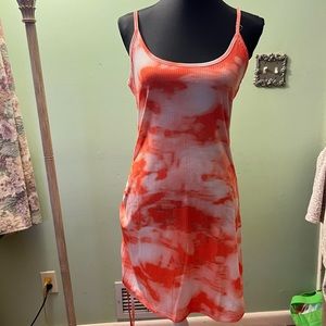 Orange tie dye drawstring dress never worn great condition